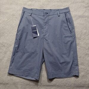 McGregor Shorts Mens 32 (82) Navy Blue Gingham‎ Check Dress Golf Flat Front NEW